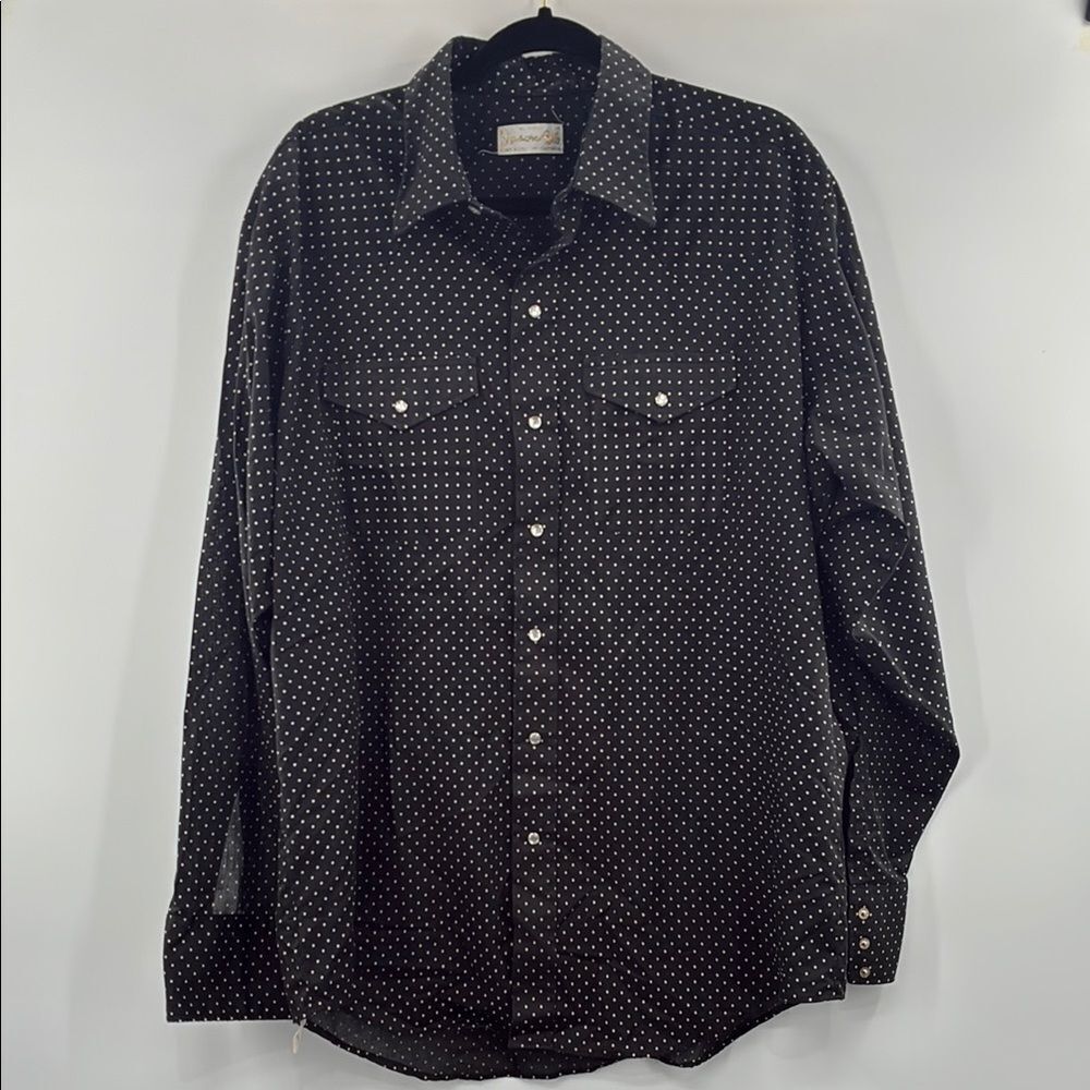 3for$20 Vintage Polka- Dota Black/White Press Button Blouse Jason by Fantasia
